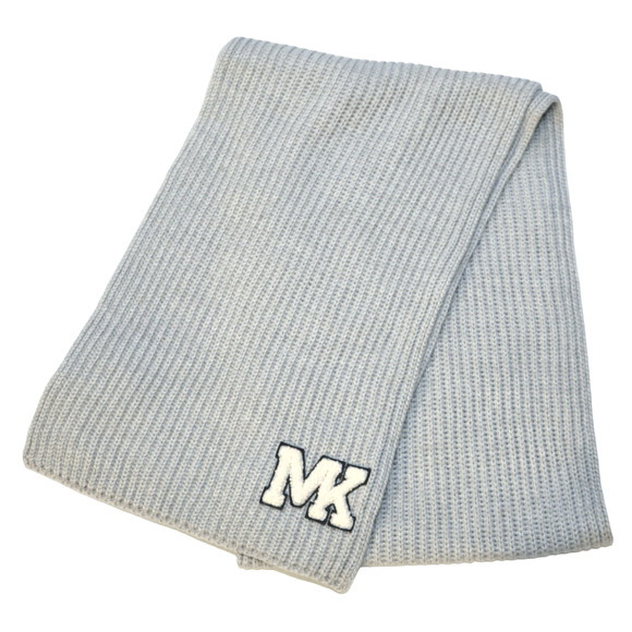 Michael Kors Varsity Unisex Beanie Hat & Scarf 2 Piece Set Pearl Grey $156 Nwt - Picture 5 of 6